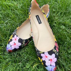 Nine West Floral Flats - Black, Pink, Yellow
